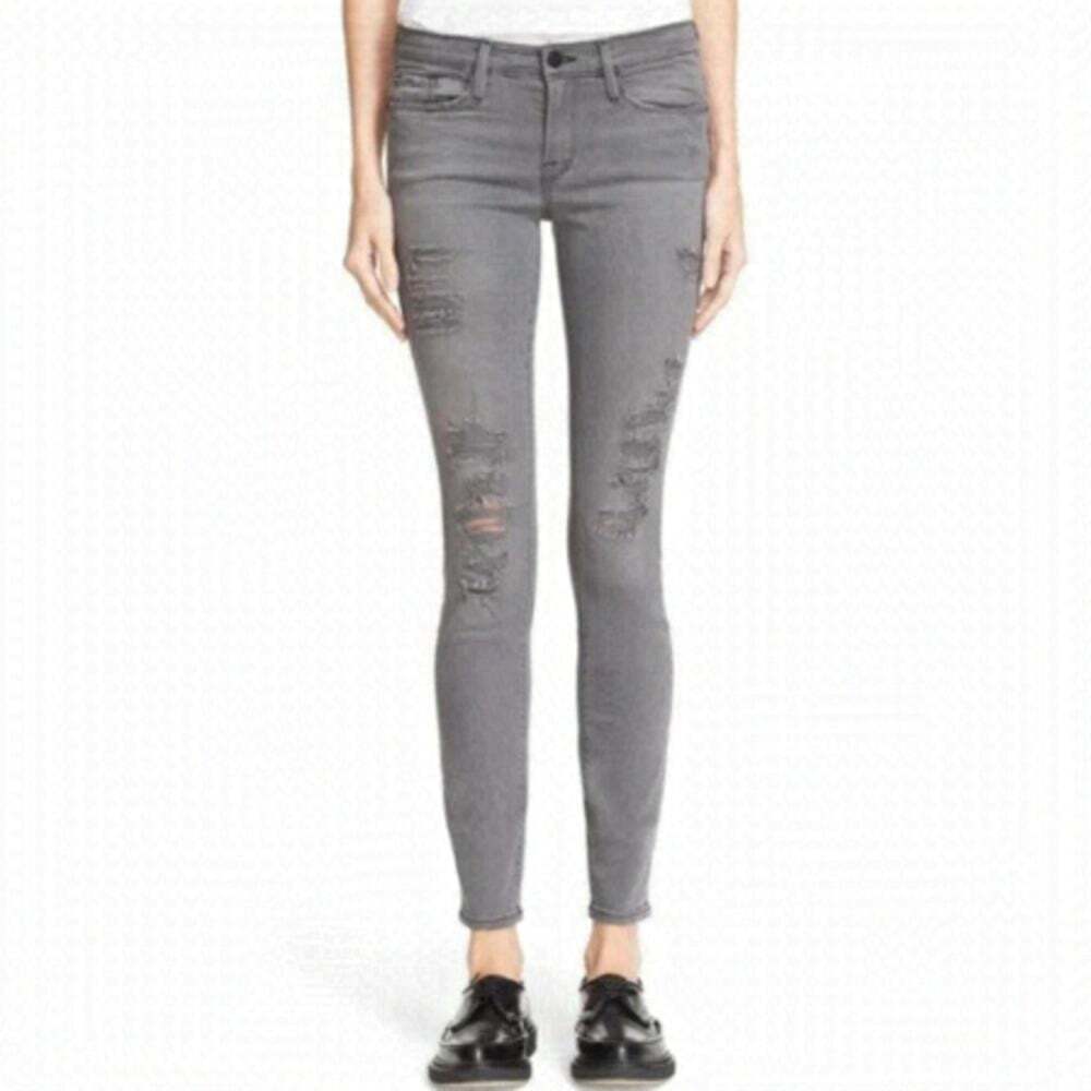 FRAME Denim Le Skinny de Jeanne Grey Shred